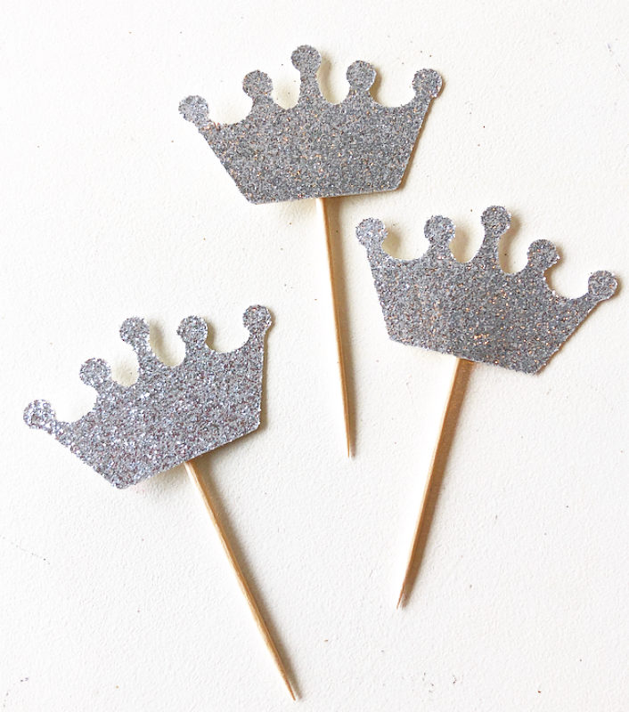 Glitter Crown Cupcake Toppers