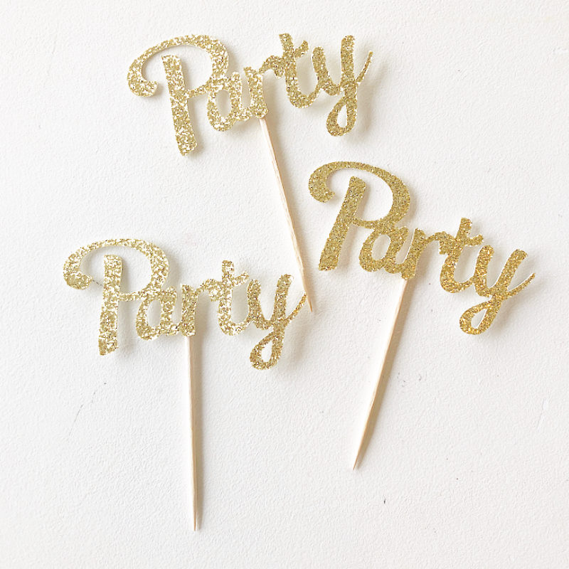 Glitter ‘Party’ Cupcake Toppers