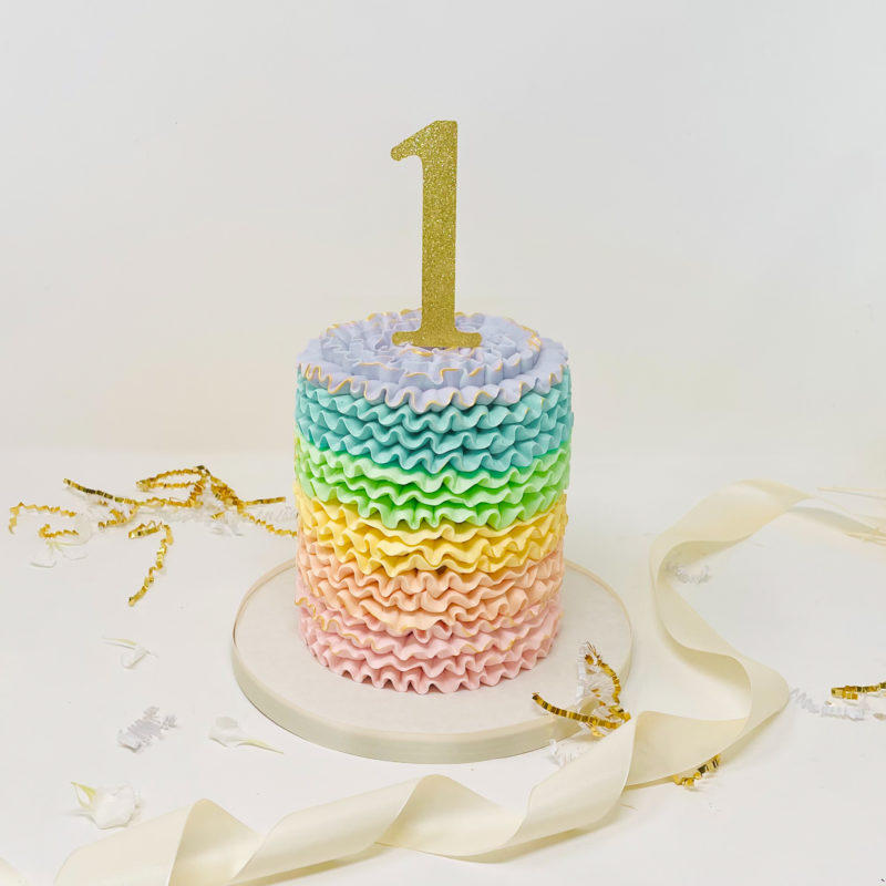 Luxe Rainbow Ruffle Smash Cake