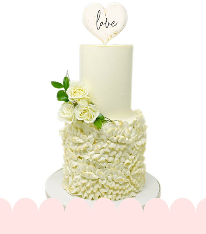 Ruffled Rose Wedding Cake