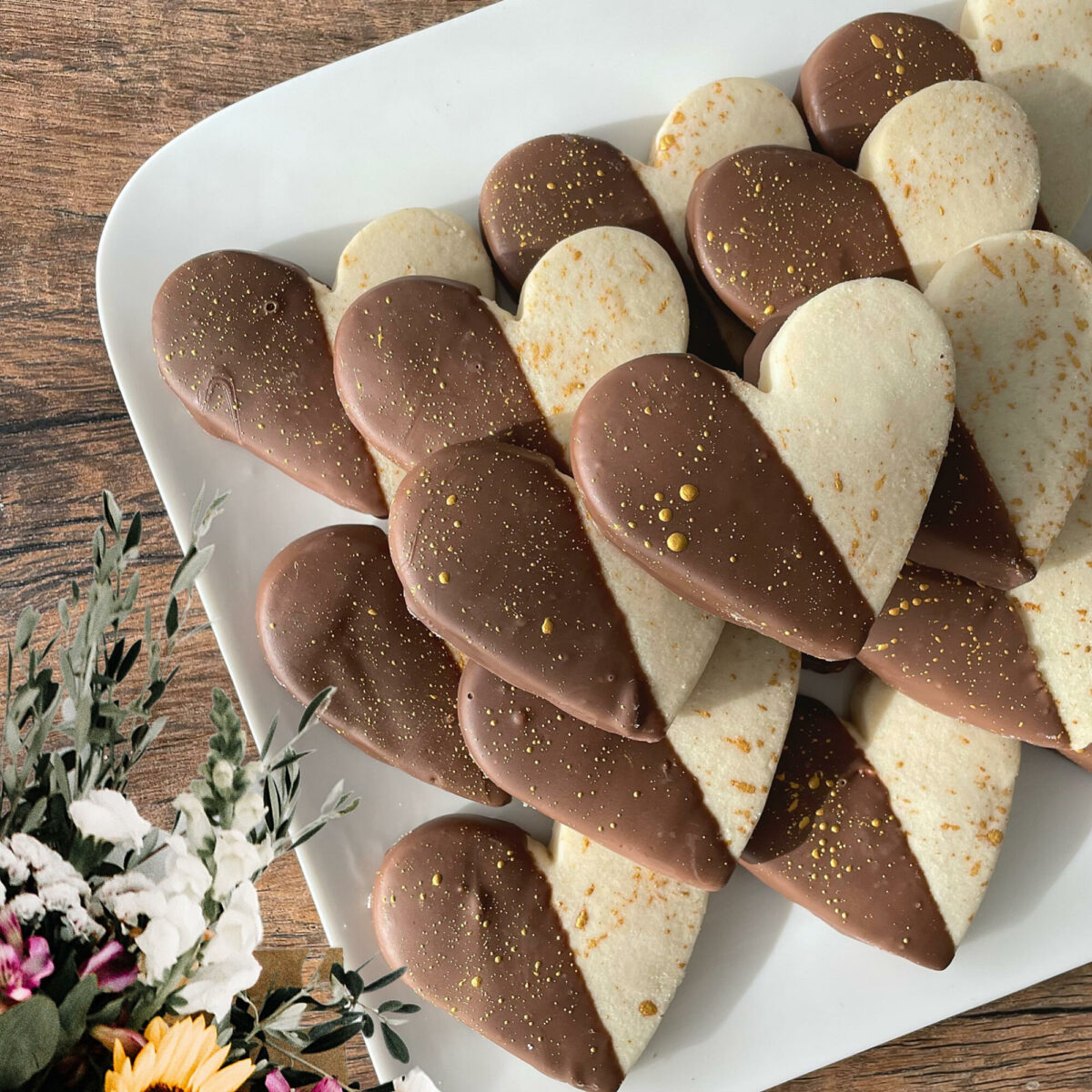 Chocolate Dipped Shortbread Hearts