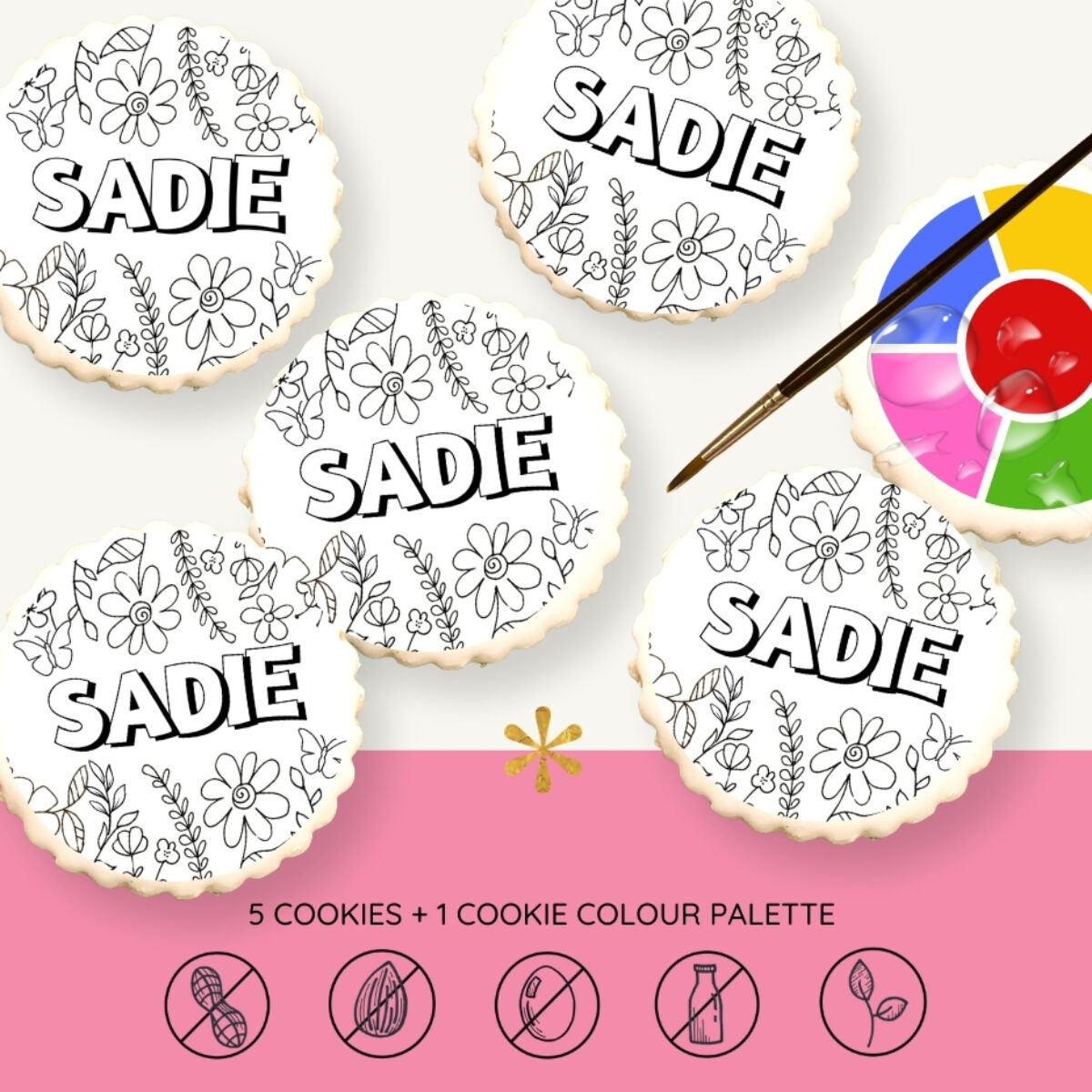 Custom DIY Floral Name Cookie Paint Kit