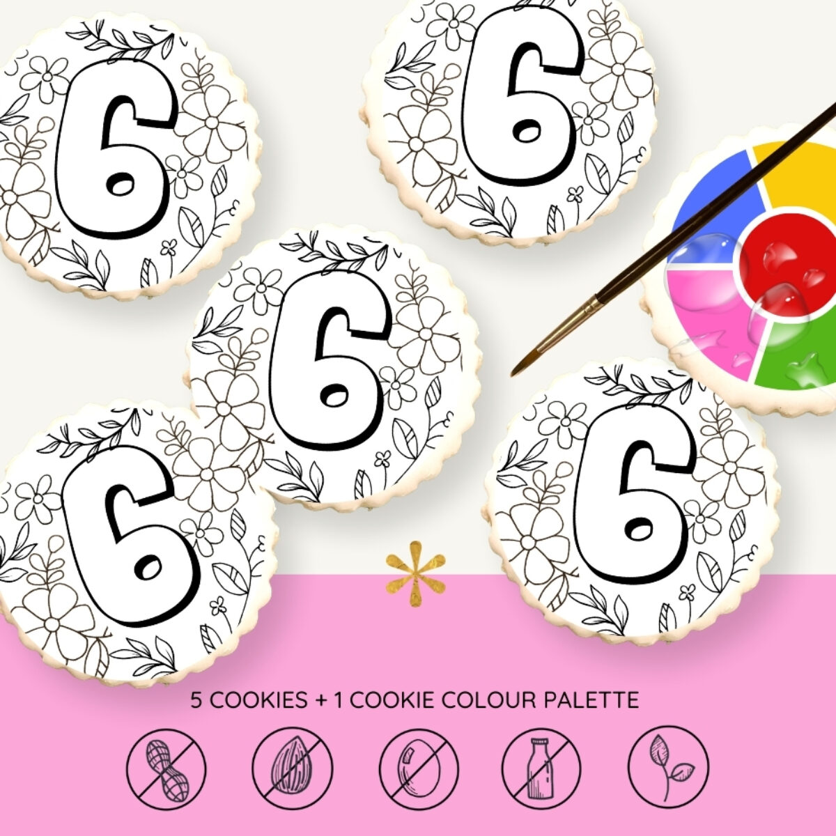 Custom DIY Floral Number Cookie Paint Kit